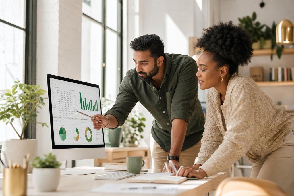 Founder reviewing a live operating model dashboard
