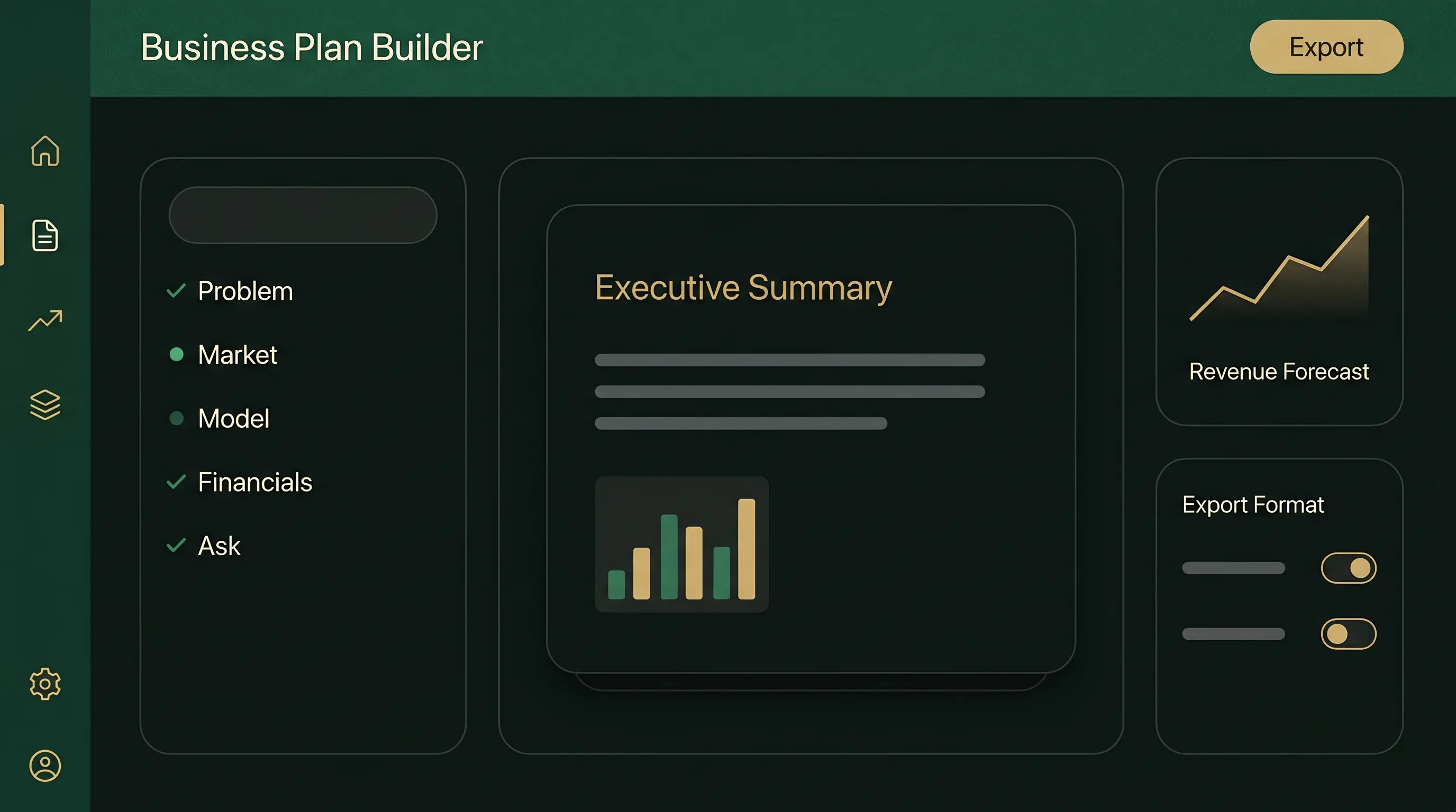 Startup Suite Business Plan Builder (illustrative)